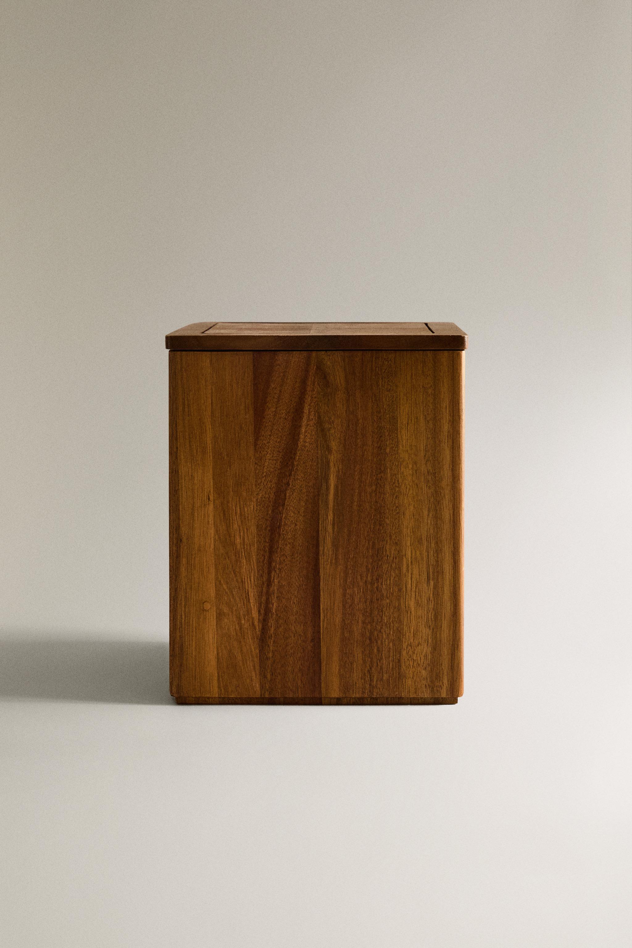 POUBELLE À PAPIER CARRÉE SALLE DE BAIN BOIS